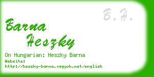 barna heszky business card